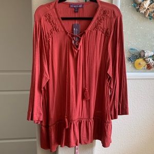 NWT GLORIA VANDERBILT ORANGE BLOUSE SZ XL